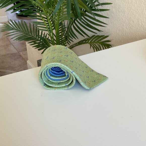 Tommy Hilfiger Silk Flamingo Mens One Size Adjustable Green Tie - Picture 3 of 5